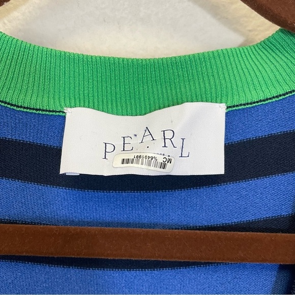 PEARL by Lela Rose Striped V Neck Button Up Cardigan Academia Sweater Size S - Picture 2 of 7
